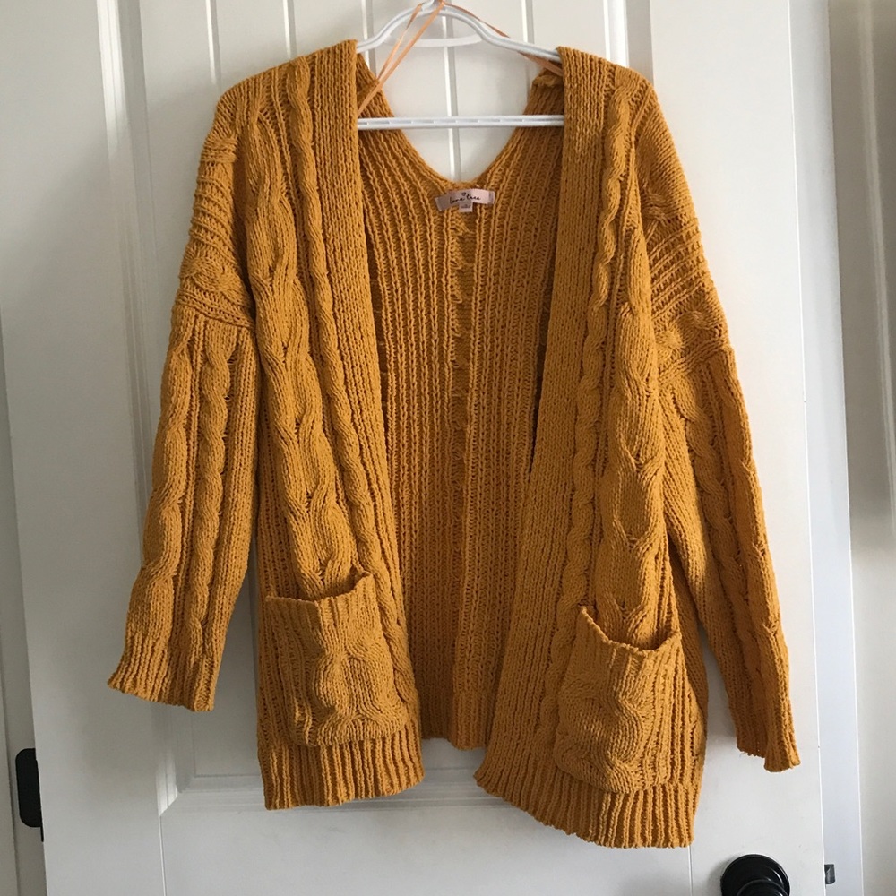 Love Tree Mustard Chenille Cardigan
